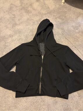 Brandy Melville Cropped Black Zip Hoodie